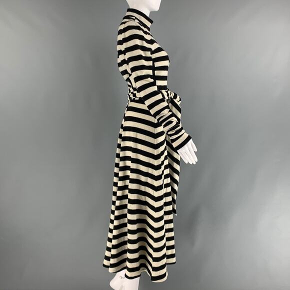 MARC JACOBS Size 2 Black White Wool Nylon Stripe Maxi Dress - Picture 2 of 6